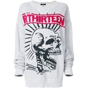 R13 Gray and Red Graphic Sweatshirt